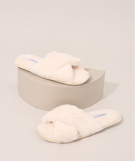 Pantufa-Feminina-de-Pelucia-Oneself-Bege-Claro-9967072-Bege_Claro_1