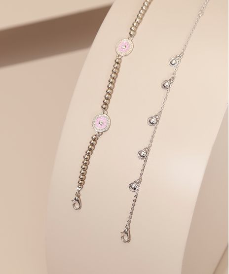 Kit-de-2-Pulseira-Femininas-com-Medalhas-Prateado-9987517-Prateado_1