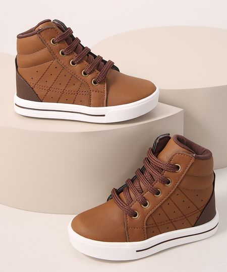 Tenis-Infantil-Cano-Alto-com-Pespontos-Caramelo-9987564-Caramelo_1