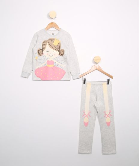 Pijama-Infantil-de-Moletom-Manga-Longa-Bailarina-Brandili-Cinza-Mescla-Claro-9983964-Cinza_Mescla_Claro_1