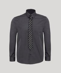 Kit-de-Camisa-Social-Comfort-com-Bolso-Manga-Longa---Gravata-de-Jacquard-Listrada-Chumbo-9929221-Chumbo_1