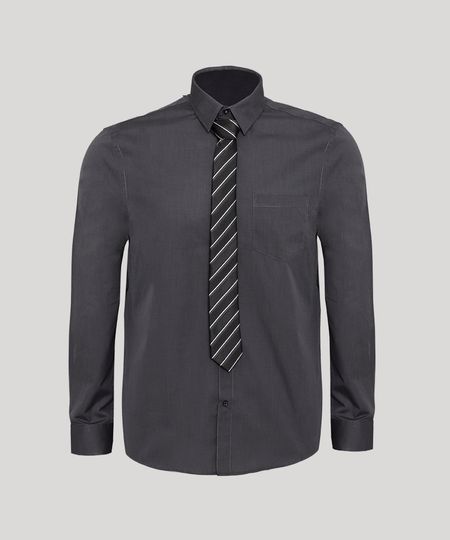 Kit-de-Camisa-Social-Comfort-com-Bolso-Manga-Longa---Gravata-de-Jacquard-Listrada-Chumbo-9929221-Chumbo_1