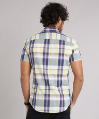 Camisa-Masculina-Slim-Xadrez-Manga-Curta-Amarelo-Claro-8894567-Amarelo_Claro_2