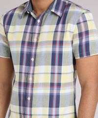 Camisa-Masculina-Slim-Xadrez-Manga-Curta-Amarelo-Claro-8894567-Amarelo_Claro_4