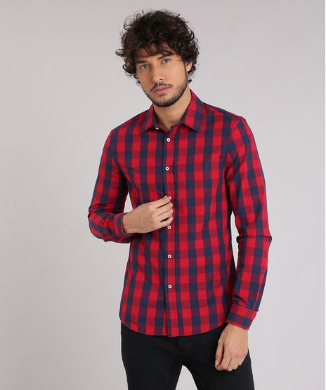 Camisa-Masculina-Slim-Xadrez-Manga-Longa-Vermelha-8897721-Vermelho_1