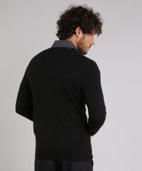 Sueter-Masculino-Basico-em-Trico-Manga-Longa-Gola-V--Preto-8464186-Preto_2