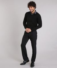 Sueter-Masculino-Basico-em-Trico-Manga-Longa-Gola-V--Preto-8464186-Preto_3