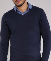 Sueter-Masculino-Basico-em-Trico-Manga-Longa-Gola-V--Azul-Marinho-8464179-Azul_Marinho_4