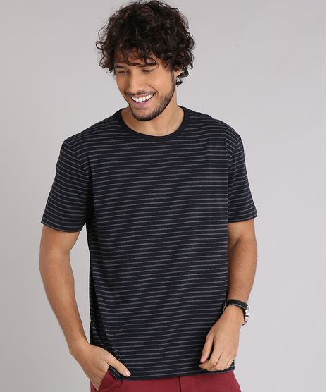 Camiseta-Masculina-Basica-Listrada-Manga-Curta-Gola-Careca-Preta-8818833-Preto_1