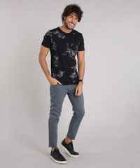 Camiseta-Masculina-Slim-Fit-Estampada-Floral-Manga-Curta-Gola-Careca-em-Algodao---Sustentavel-Preta-9197264-Preto_3