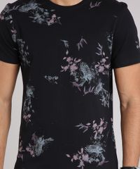 Camiseta-Masculina-Slim-Fit-Estampada-Floral-Manga-Curta-Gola-Careca-em-Algodao---Sustentavel-Preta-9197264-Preto_4