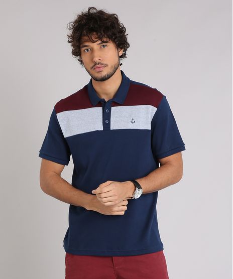 Polo-Masculina-com-Recortes-e-Bordado-Manga-Curta-Azul-Marinho-9206127-Azul_Marinho_1