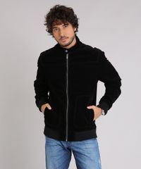 Jaqueta-Masculina-Bomber-em-Suede-com-Bolsos-Preta-8851198-Preto_5
