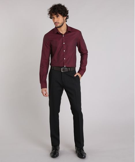 camisa social vinho com calça preta