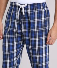 Calca-de-Pijama-Masculina-em-Flanela-Xadrez-Azul-Marinho-9194463-Azul_Marinho_4