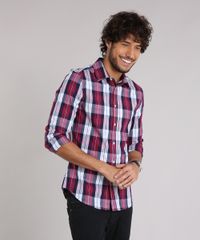 Camisa-Masculina-Slim-Xadrez-Manga-Longa-Vinho-8897334-Vinho_1