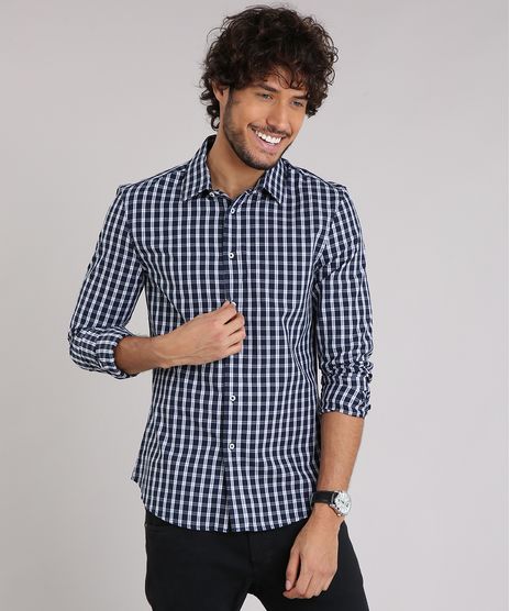 Camisa-Masculina-Slim-Xadrez-Manga-Longa-Azul-Marinho-8897340-Azul_Marinho_1