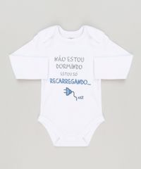 Body-Infantil--Nao-Estou-Dormindo-Estou-So-Recarregando-----Manga-Longa-Decote-Redondo-em-Algodao---Sustentavel-Branco-8924148-Branco_1