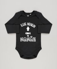 Body-Infantil--Esse-Nenem-Ama-a-Mamae--Manga-Longa-Decote-Redondo-em-Algodao---Sustentavel-Preto-8924141-Preto_1