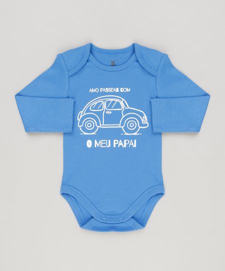Body-Infantil--Amo-Passear-com-o-Meu-Papai--Manga-Longa-Gola-Redonda-em-Algodao---Sustentavel-Azul-8924155-Azul_1