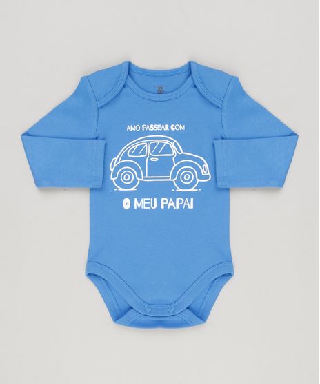 Body-Infantil--Amo-Passear-com-o-Meu-Papai--Manga-Longa-Gola-Redonda-em-Algodao---Sustentavel-Azul-8924155-Azul_1