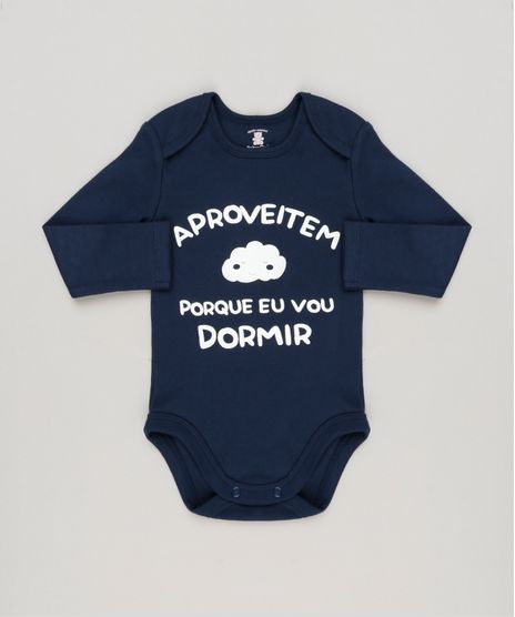 Body-Infantil--Aproveitem-Porque-Eu-Vou-Dormir--Manga-Longa-Decote-Redondo-em-Algodao---Sustentavel-Azul-Marinho-8922359-Azul_Marinho_1
