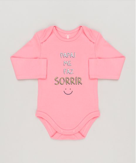 Body-Infantil--Papai-Me-Faz-Sorrir--Manga-Longa-Decote-Redondo-em-Algodao---Sustentavel-Rosa-8922352-Rosa_1
