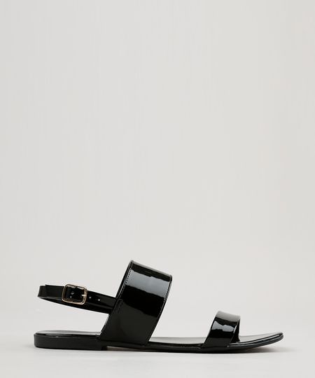 Rasteira-Feminina-em-Verniz-com-Tiras-Preta-9215007-Preto_1