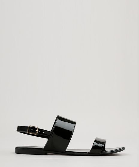 Rasteira-Feminina-em-Verniz-com-Tiras-Preta-9215007-Preto_1