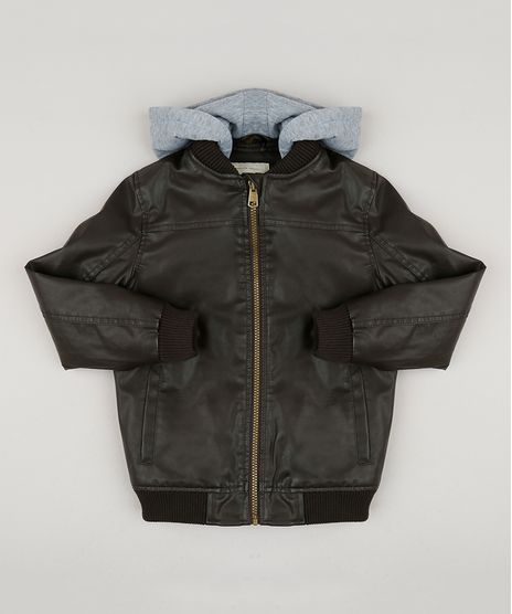 Jaqueta-Infantil-Bomber-com-Capuz-Removivel-em-Moletom-Marrom-8855737-Marrom_1