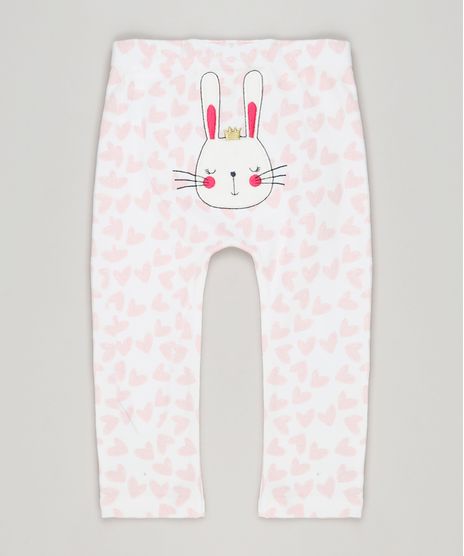 Calca-Infantil-Coelho-Estampado-de-Coracoes-em-Algodao---Sustentavel-Off-White-8941210-Off_White_1
