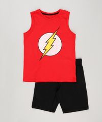Conjunto-Infantil-de-Regata-The-Flash-Vermelha---Bermuda-em-Moletom-Preta-9222980-Preto_1