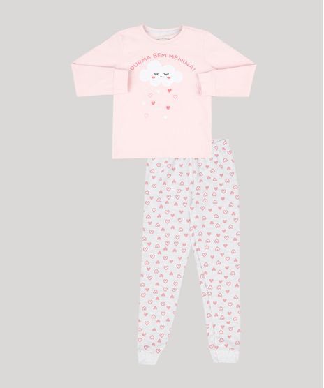 Pijama-Infantil--Durma-Bem-Menina---Manga-Longa-Decote-Redondo-em-Moletom-Cinza-Mescla-Claro-9133035-Cinza_Mescla_Claro_1