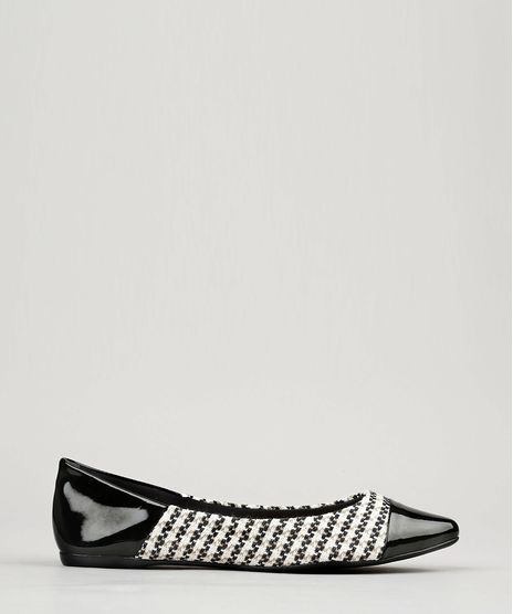 Sapatilha-Feminina-Via-Uno-Bico-Fino-com-Tresse-e-Verniz-Preta-9229667-Preto_1