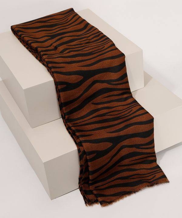 Lenço Feminino Estampado Animal Print Zebra Marrom Único