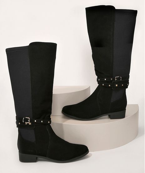 Bota-Feminina-Bebece-Montaria-Cano-Alto-e-Tachas-Salto-Baixo-Preta-9985434-Preto_1
