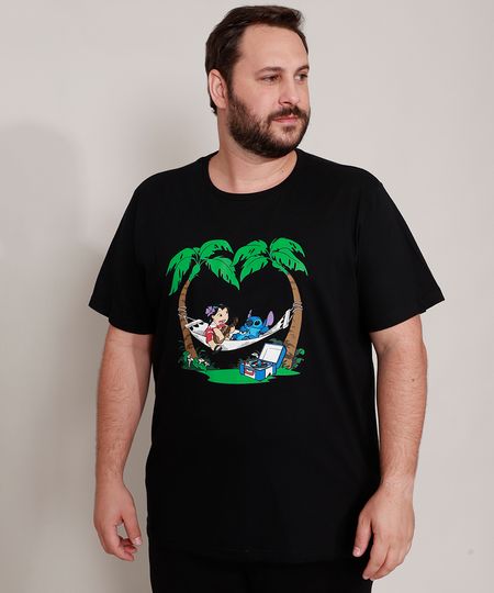 Camiseta-de-Algodao-Plus-Size-Lilo-e-Stitch-Manga-Curta-Gola-Careca-Preta-9989059-Preto_1 Camiseta-de-Algodao-Plus-Size-Lilo-e-Stitch-Manga-Curta-Gola-Careca-Preta-9989059-Preto_1