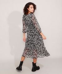 Vestido-Estampado-Floral-com-Lurex-e-Recortes-Midi-Manga-Bufante-Preto-9990774-Preto_2