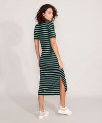 Vestido-Canelado-Listrado-com-Fendas-Midi-Manga-Curta-Azul-Marinho-9975942-Azul_Marinho_2