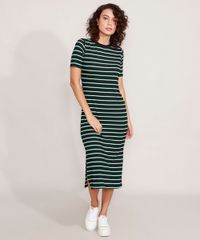 Vestido-Canelado-Listrado-com-Fendas-Midi-Manga-Curta-Azul-Marinho-9975942-Azul_Marinho_3