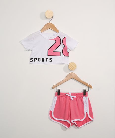 Conjunto-Infantil-Blusa-Manga-Curta-Cropped--Sports--Branca---Short-Running-Rosa-9979198-Rosa_1