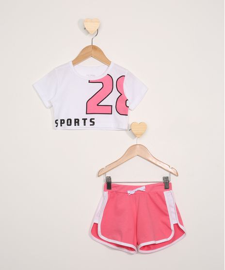 Conjunto-Infantil-de-Blusa-Manga-Curta-Cropped-Preta---Short-Running-Rosa-9979198-Rosa_1_1