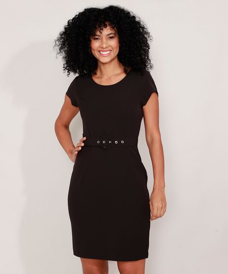 Vestido-Basico-com-Cinto-Curto-Manga-Curta-Preto-9898389-Preto_1