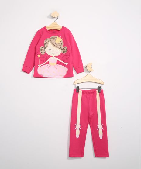 Pijama-Infantil-de-Moletom-Manga-Longa-Bailarina-Brandili-Rosa-Escuro-9984179-Rosa_Escuro_1