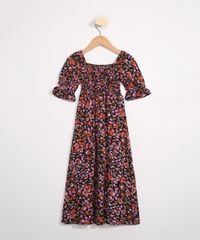 Vestido-Infantil-Longo-Estampado-Floral-Manga-Bufante-Preto-9986486-Preto_2
