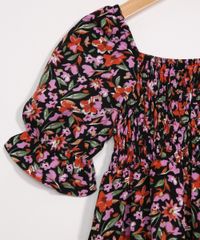 Vestido-Infantil-Longo-Estampado-Floral-Manga-Bufante-Preto-9986486-Preto_3