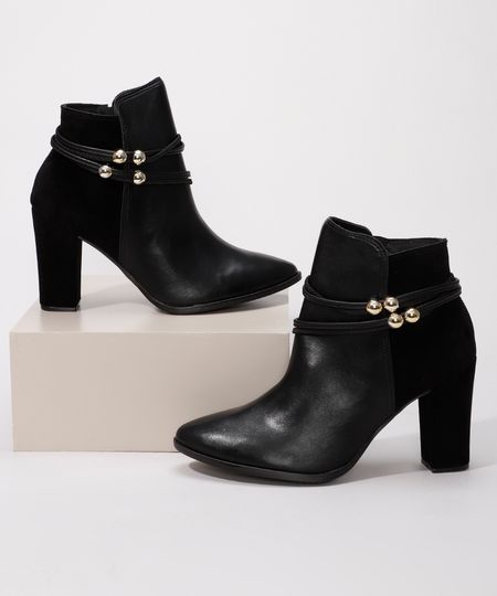 Bota-Feminina-Cano-Curto-Salto-Grosso-Alto-Bico-Fino-com-Suede-e-Tiras-Beira-Rio-Preta-9986112-Preto_1