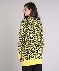 Casaco-Feminino-Longo-em-Tricot-Animal-Print-Amarelo-9256259-Amarelo_3