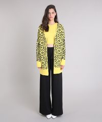 Casaco-Feminino-Longo-em-Tricot-Animal-Print-Amarelo-9256259-Amarelo_4