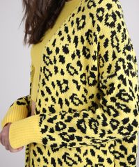 Casaco-Feminino-Longo-em-Tricot-Animal-Print-Amarelo-9256259-Amarelo_5